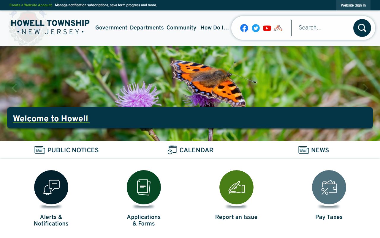 Howell Township official website homepage
