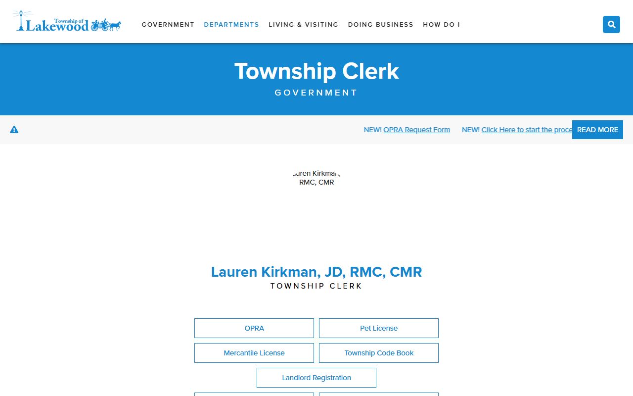 Lakewood Township Clerk's Office for marriage license applications