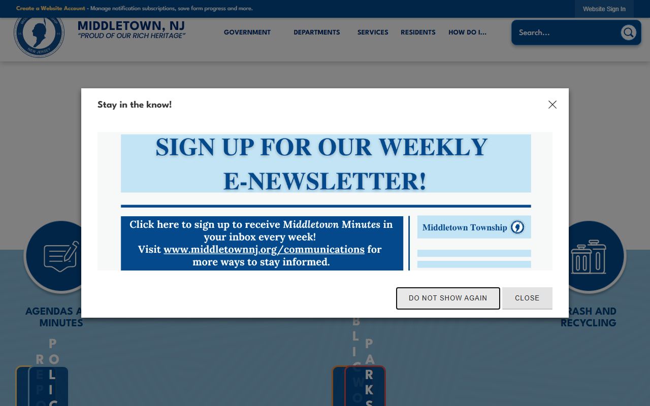 Middletown Township official website with town services and department information
