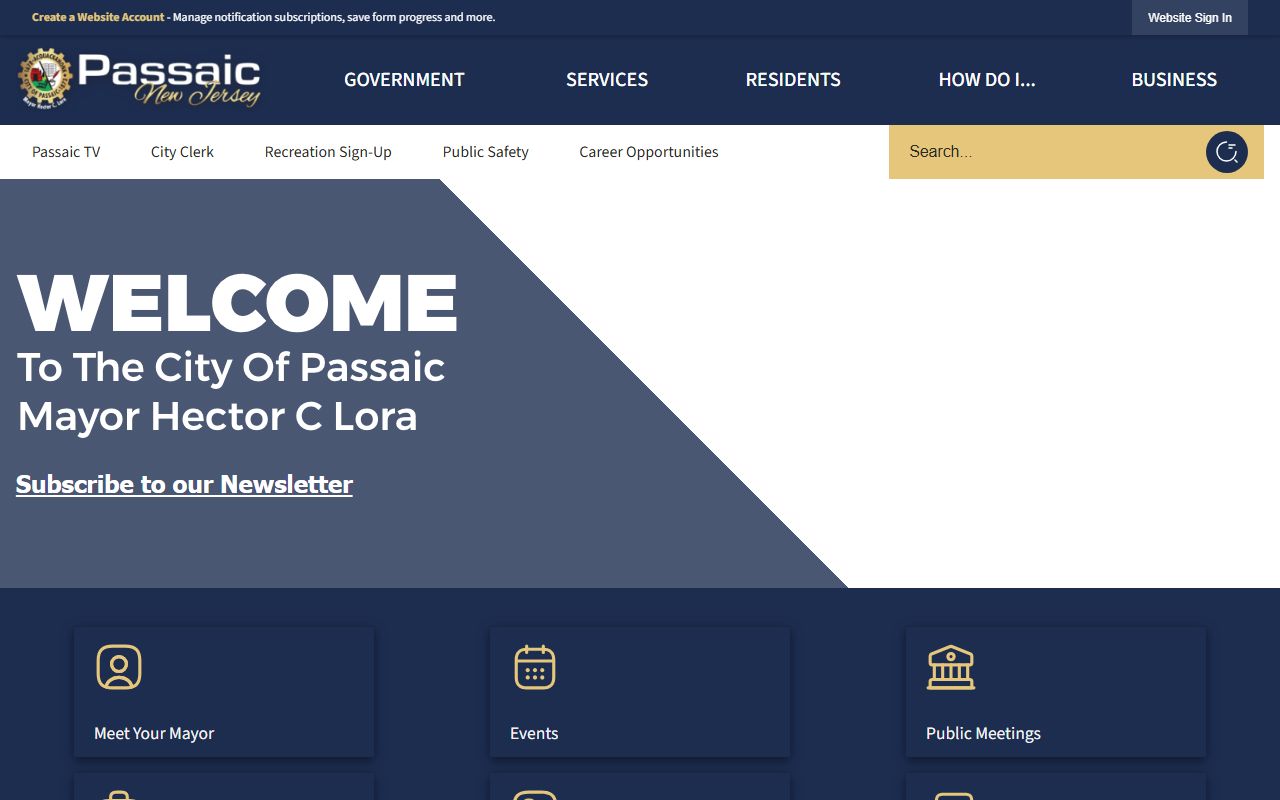 City of Passaic official website for marriage license information