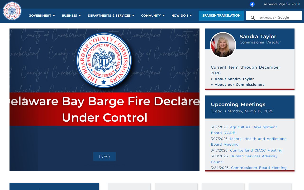 Cumberland County government website for marriage license services