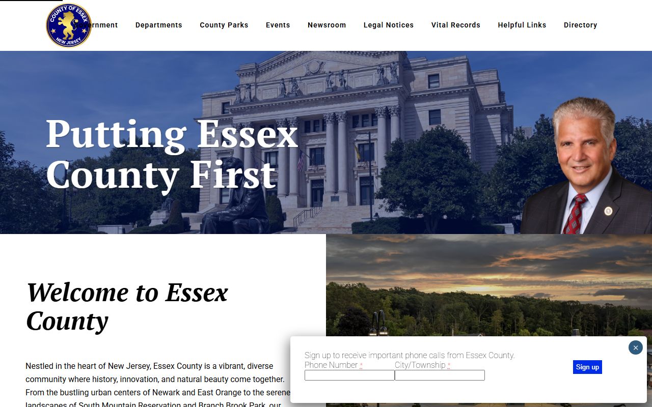 Essex County government website for Essex County marriage license resources
