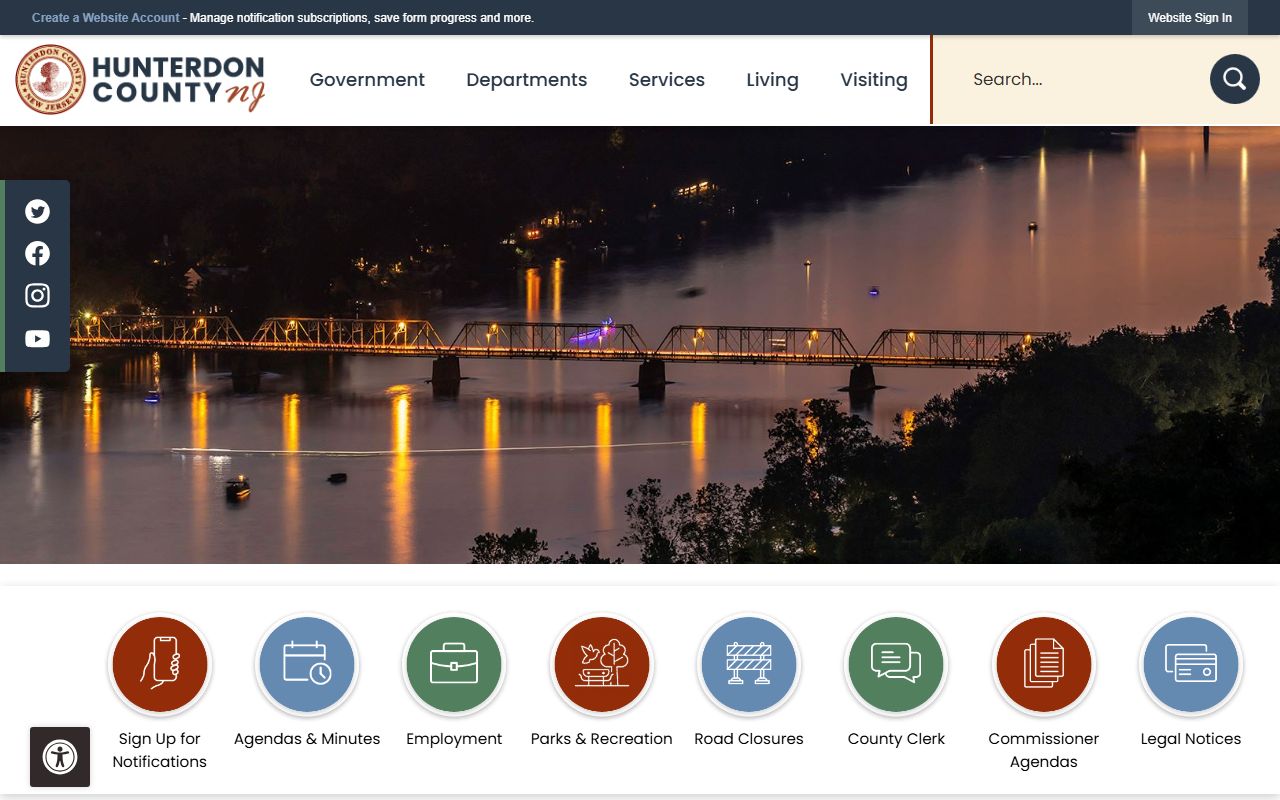 Hunterdon County government website for marriage license information