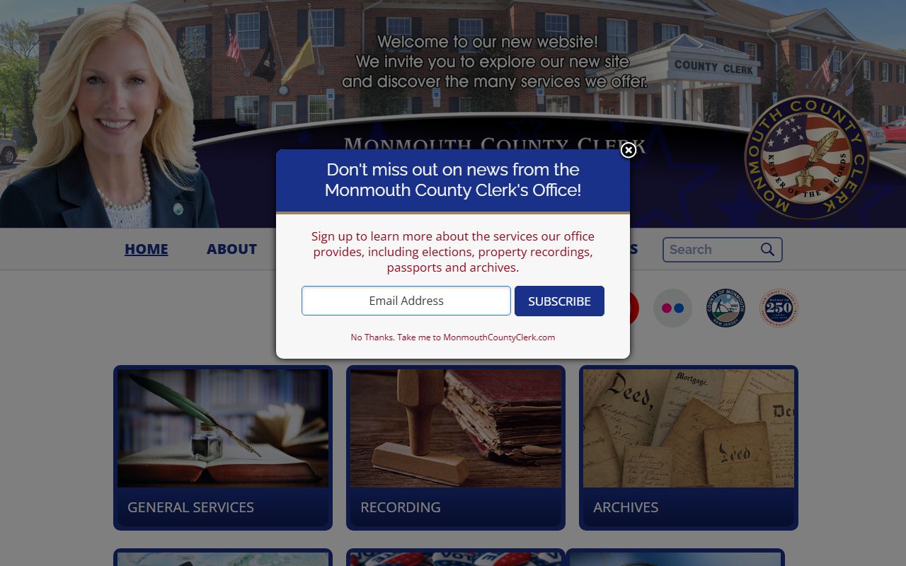 Monmouth County Clerk official website for marriage records
